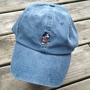 NWT Disney Mickey Mouse Adult baseball cap denim blue in color